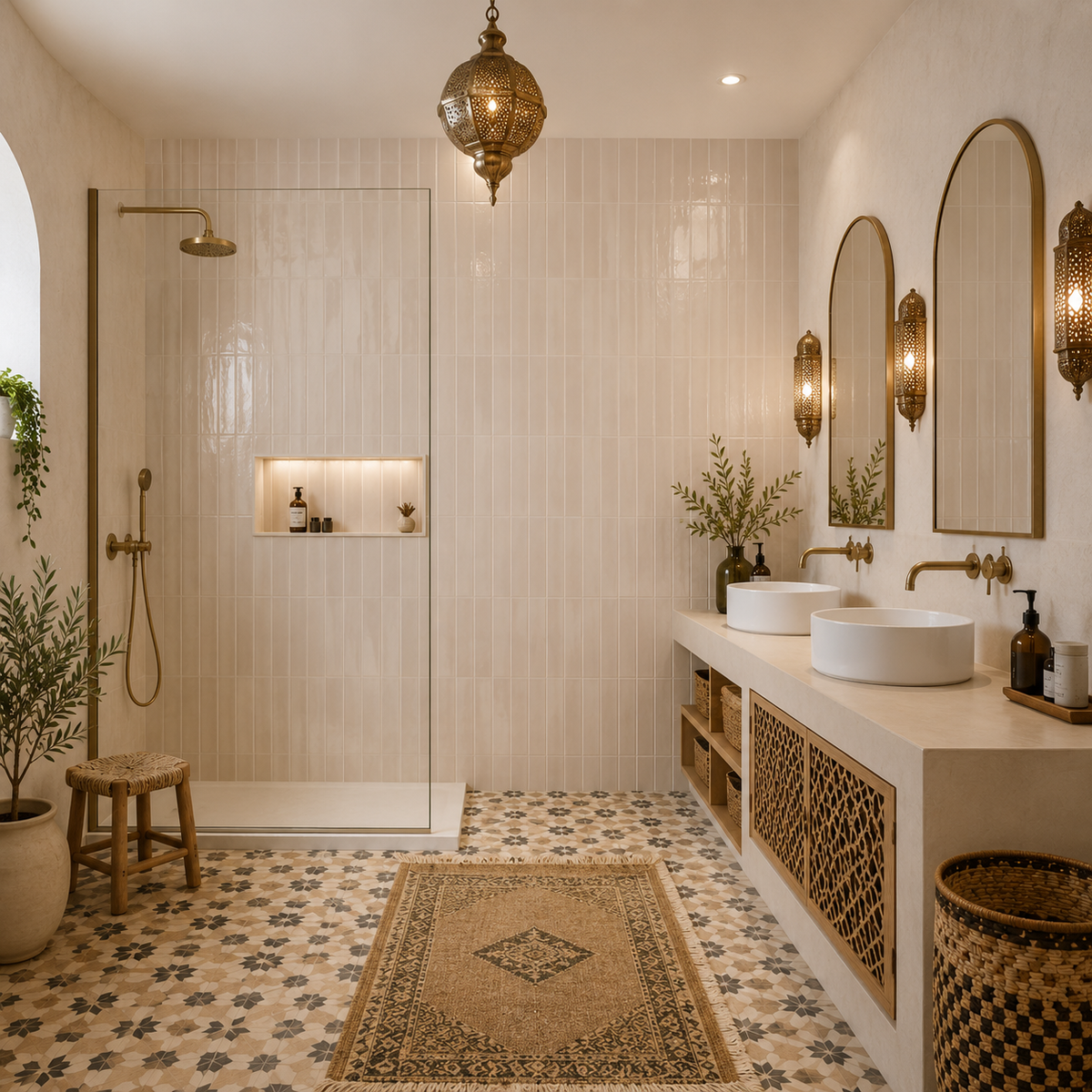 Lot de 10 Crédence Adhésive Morocco Effet Zellige Beige Ivoire