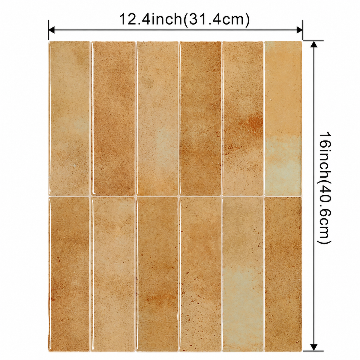 Lot de 10 Crédence Adhésive Morocco Effet Zellige Beige caramel